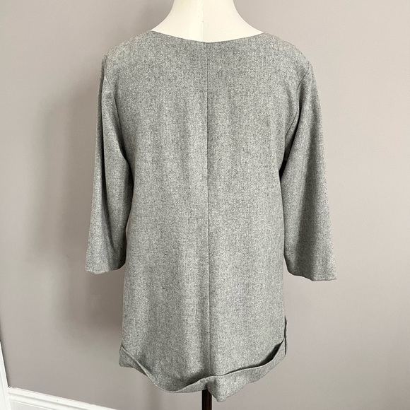 CINDY Lee Gray Wool Silk Lined Cuffed 3/4 Sleeved Mini Dress Tunic Top - 6/S - Picture 8 of 10